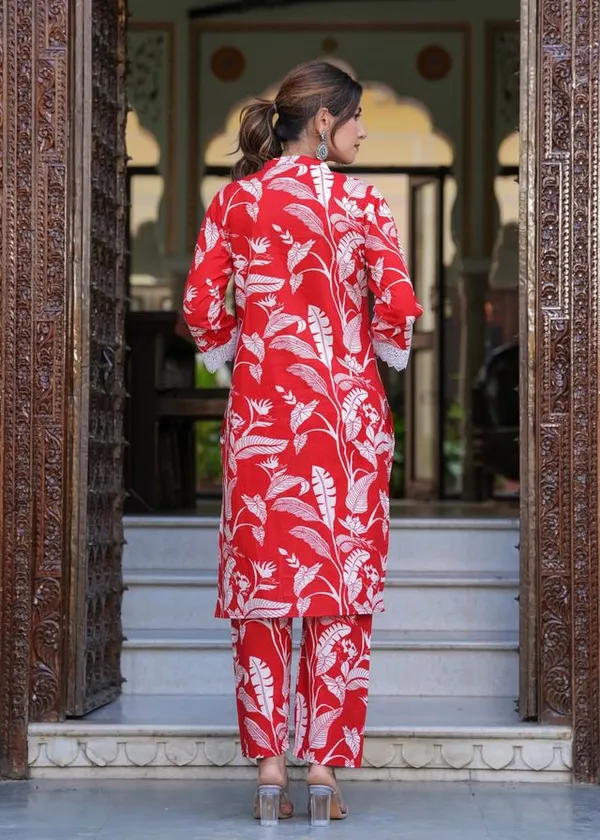 Red_Cotton_Coord_Set_For_Women