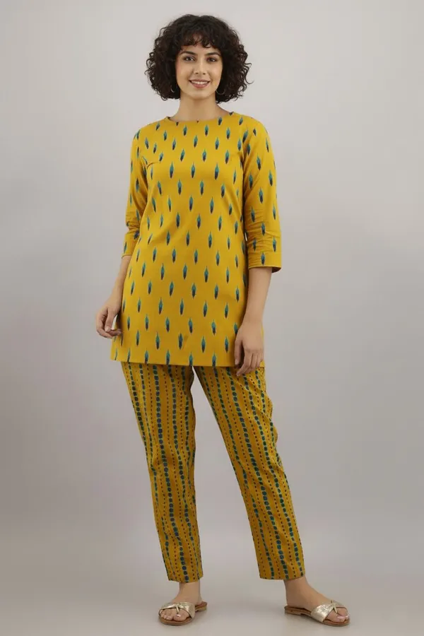 Yellow_Cotton_Printed_Top_&_Pyjama_Night_Suit_Set_For_Women