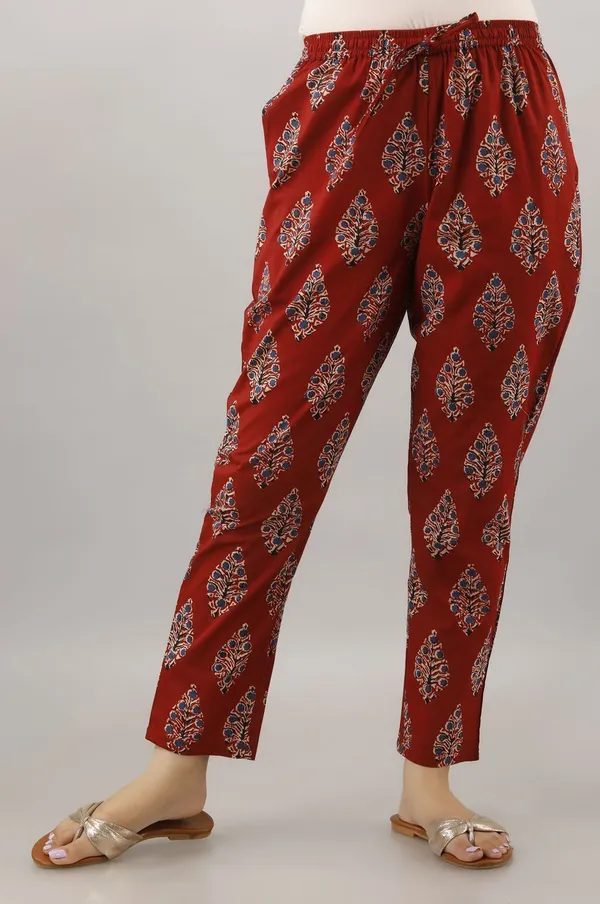 Maroon_Cotton_Printed_Top_&_Pyjama_Night_Suit_Set_For_Women