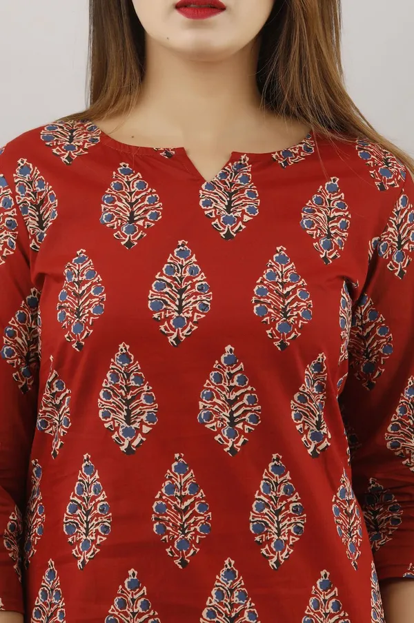 Maroon_Cotton_Printed_Top_&_Pyjama_Night_Suit_Set_For_Women
