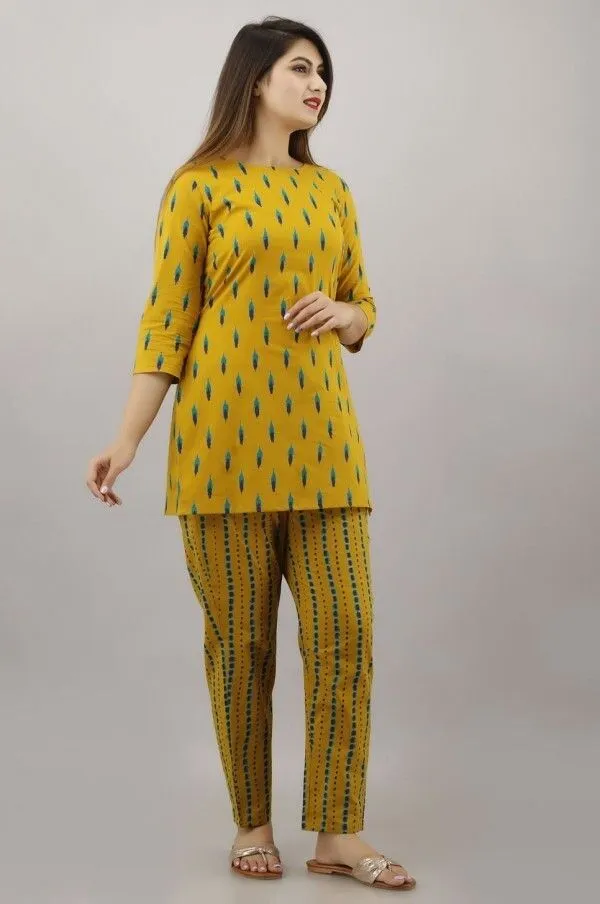 Yellow_Cotton_Printed_Top_&_Pyjama_Night_Suit_Set_For_Women
