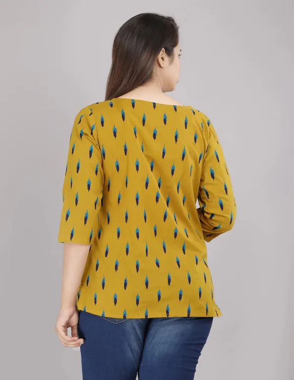 Yellow_Cotton_Blend_Round_Neck_Printed_For_Women