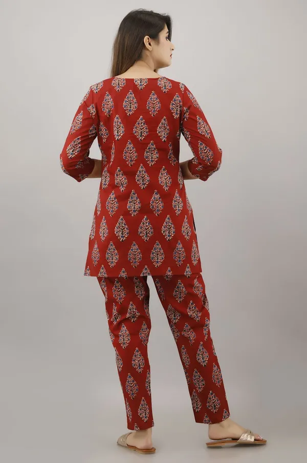 Yellow_&_Maroon_Cotton_Printed_Night_Suit_Set_For_Women_(Pack_of_2)