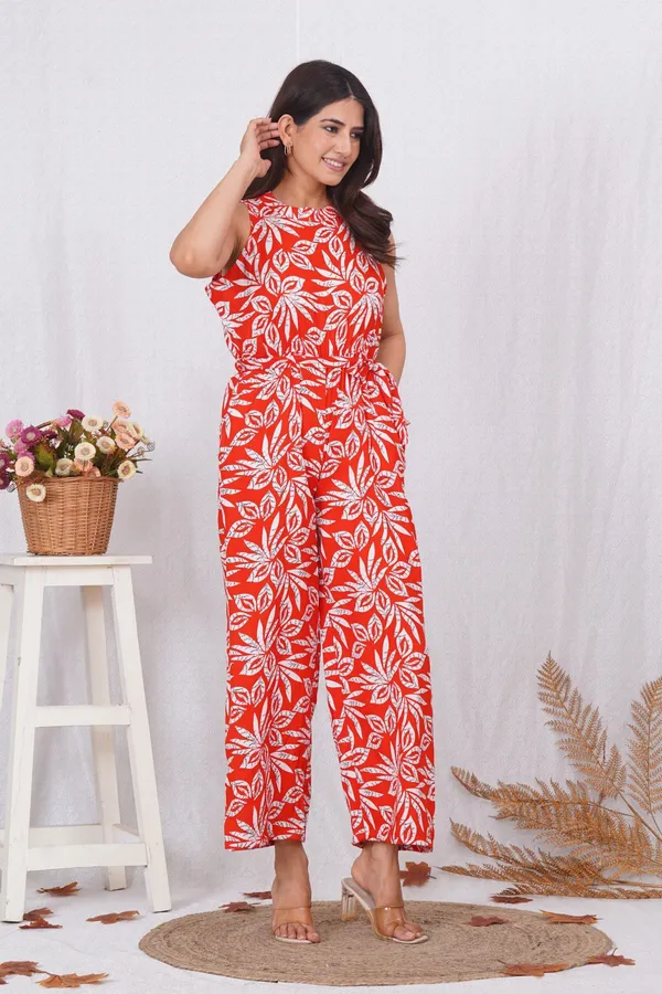 Orange_Cotton_Rayon_Blend_Printed_Casual_Jumpsuit_For_Women