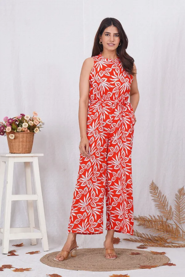 Orange_Cotton_Rayon_Blend_Printed_Casual_Jumpsuit_For_Women