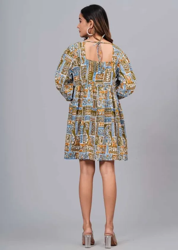 Multicolor_Viscose_Rayon_Casual_Above_Knee/Mid_Thigh_Length_Dress_For_Women