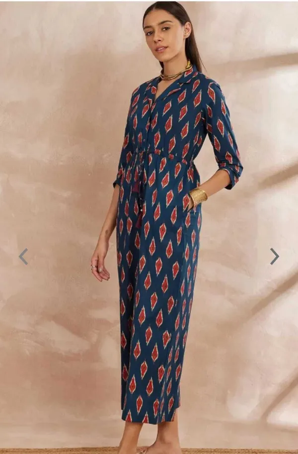 Dark_Blue_Rayon_Printed_Casual_Jumpsuit_For_Women