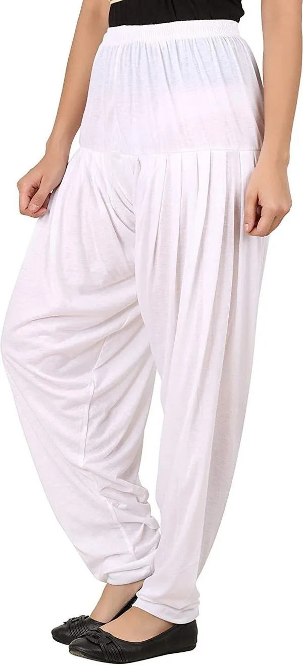 White_Viscose_Rayon_Solid_Dhoti_Salwar_For_Women_&_Girls