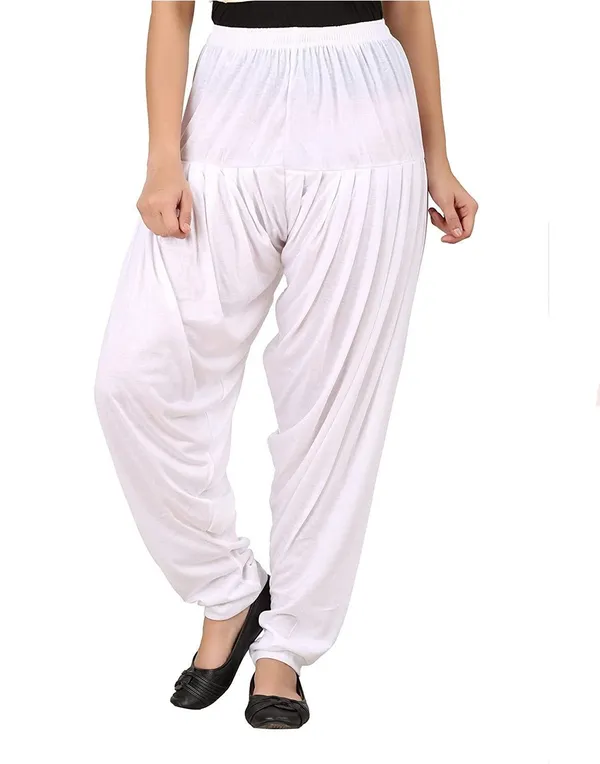 White_Viscose_Rayon_Solid_Dhoti_Salwar_For_Women_&_Girls