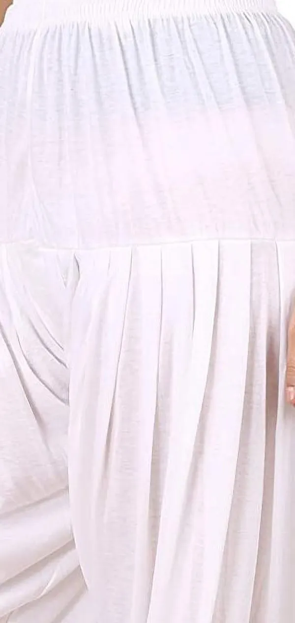 White_Viscose_Rayon_Solid_Dhoti_Salwar_For_Women_&_Girls