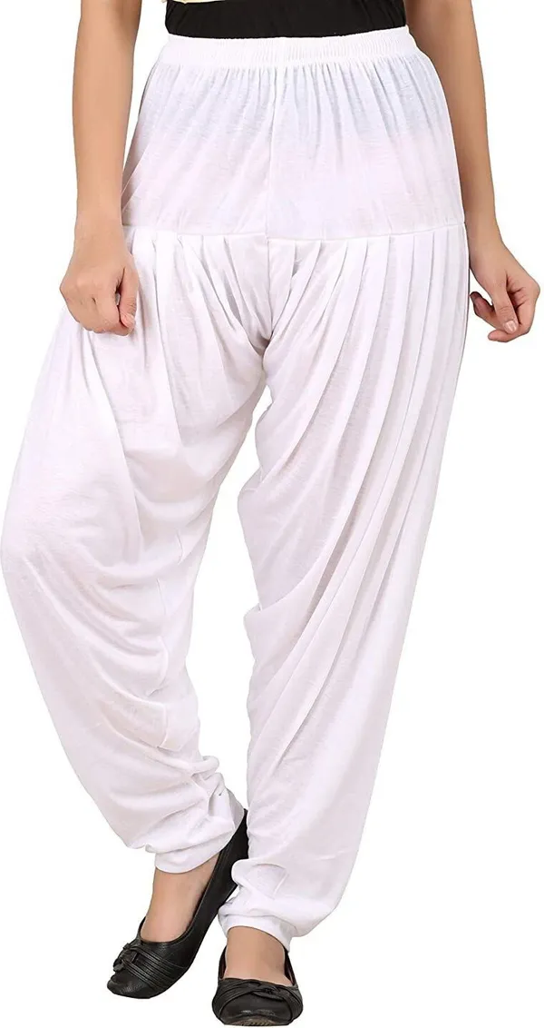 White_Viscose_Rayon_Solid_Dhoti_Salwar_For_Women_&_Girls