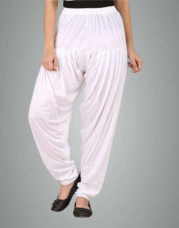 White_Viscose_Rayon_Solid_Dhoti_Salwar_For_Women_&_Girls