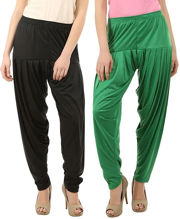 Black_&_Green_Viscose_Rayon_Solid_Dhoti_Salwar_For_Women_&_Girls_(Pack_Of_2)