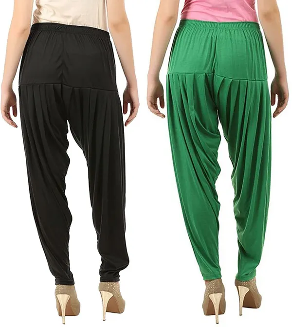 Black_&_Green_Viscose_Rayon_Solid_Dhoti_Salwar_For_Women_&_Girls_(Pack_Of_2)