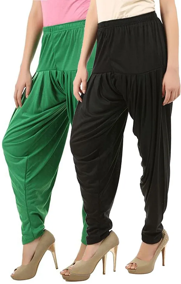 Black_&_Green_Viscose_Rayon_Solid_Dhoti_Salwar_For_Women_&_Girls_(Pack_Of_2)