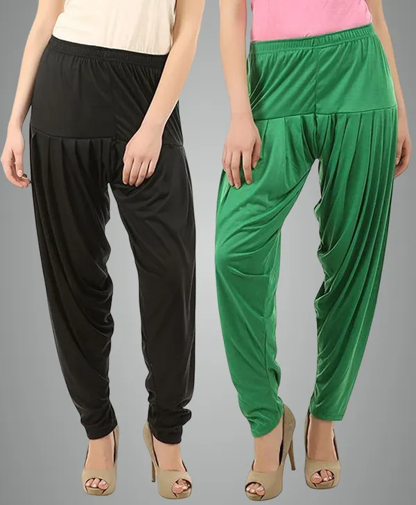 Black_&_Green_Viscose_Rayon_Solid_Dhoti_Salwar_For_Women_&_Girls_(Pack_Of_2)