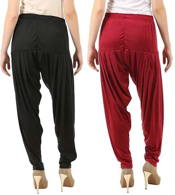 Black_&_Maroon_Viscose_Rayon_Solid_Dhoti_Salwar_For_Women_&_Girls_(Pack_Of_2)
