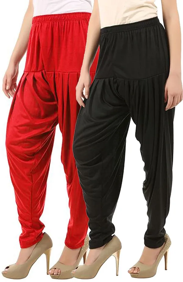Black_&_Red_Viscose_Rayon_Solid_Dhoti_Salwar_For_Women_&_Girls_(Pack_Of_2)