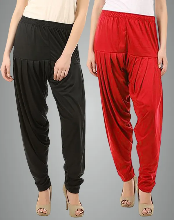 Black_&_Red_Viscose_Rayon_Solid_Dhoti_Salwar_For_Women_&_Girls_(Pack_Of_2)
