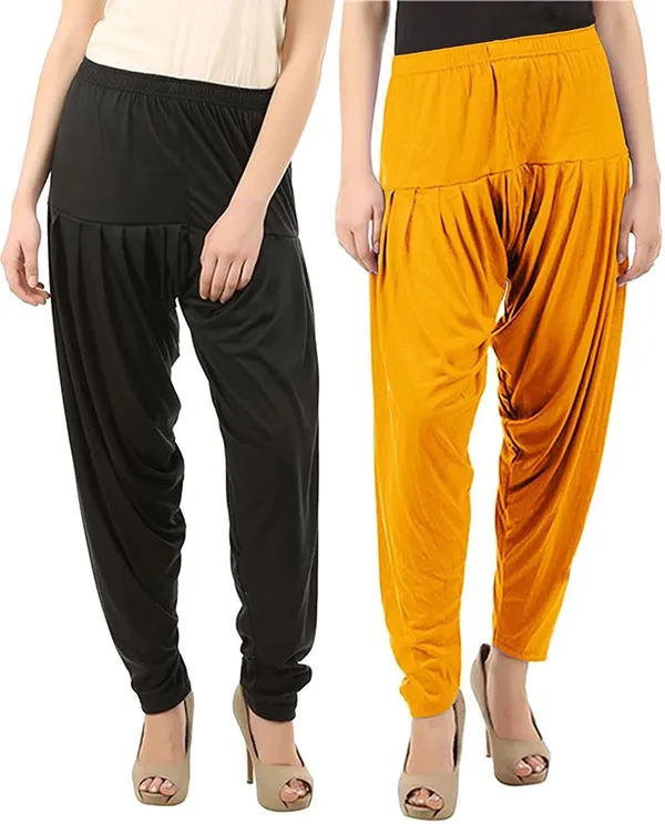 Black_&_Yellow_Viscose_Rayon_Solid_Dhoti_Salwar_For_Women_&_Girls_(Pack_Of_2)