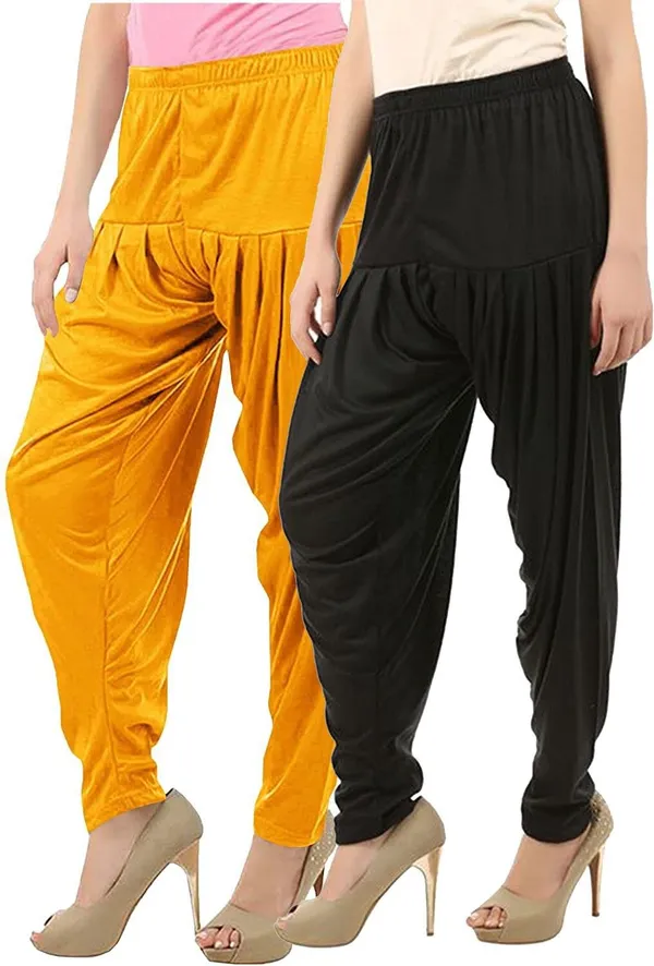 Black_&_Yellow_Viscose_Rayon_Solid_Dhoti_Salwar_For_Women_&_Girls_(Pack_Of_2)