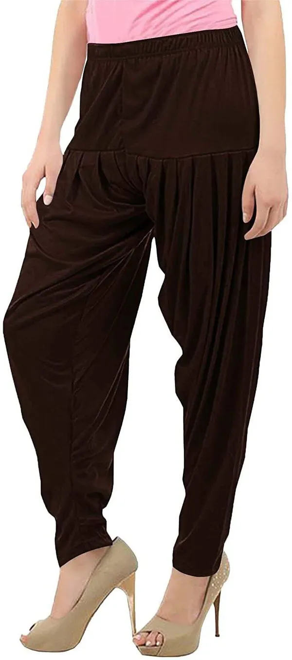Brown_Viscose_Rayon_Solid_Dhoti_Salwar_For_Women_&_Girls