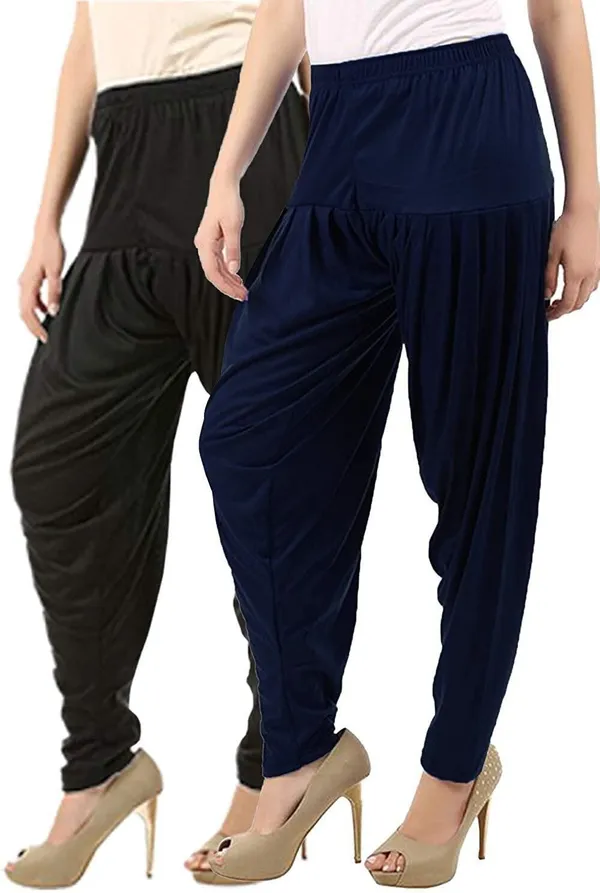 Black_&_Blue_Viscose_Rayon_Solid_Dhoti_Salwar_For_Women_&_Girls_(Pack_Of_2)