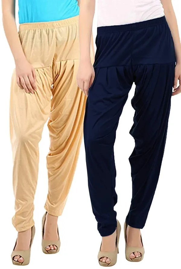 Blue_&_Beige_Viscose_Rayon_Solid_Dhoti_Salwar_For_Women_&_Girls_(Pack_Of_2)