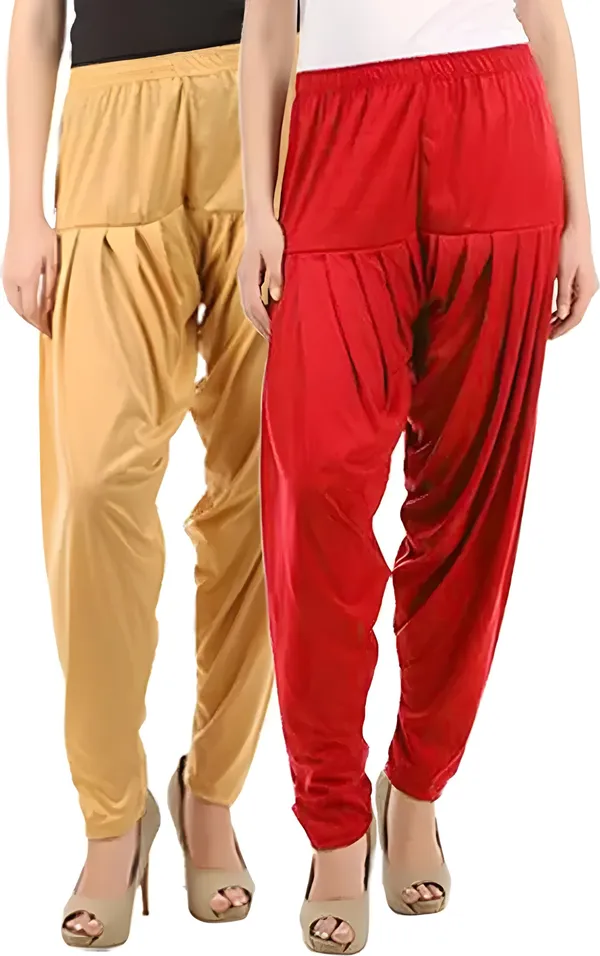 Red_&_Beige_Viscose_Rayon_Solid_Dhoti_Salwar_For_Women_&_Girls_(Pack_Of_2)