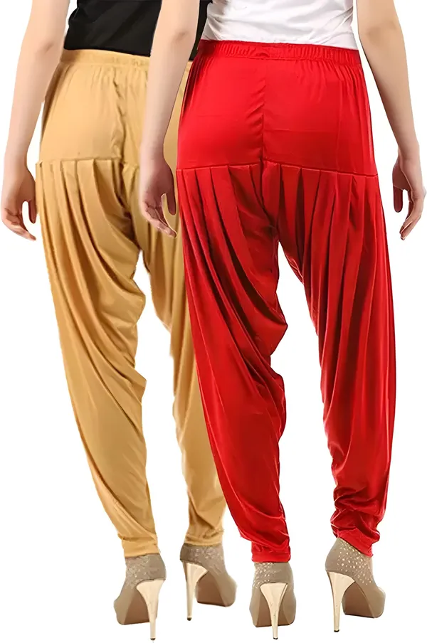 Red_&_Beige_Viscose_Rayon_Solid_Dhoti_Salwar_For_Women_&_Girls_(Pack_Of_2)
