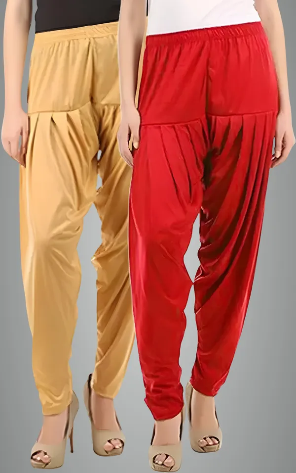 Red_&_Beige_Viscose_Rayon_Solid_Dhoti_Salwar_For_Women_&_Girls_(Pack_Of_2)