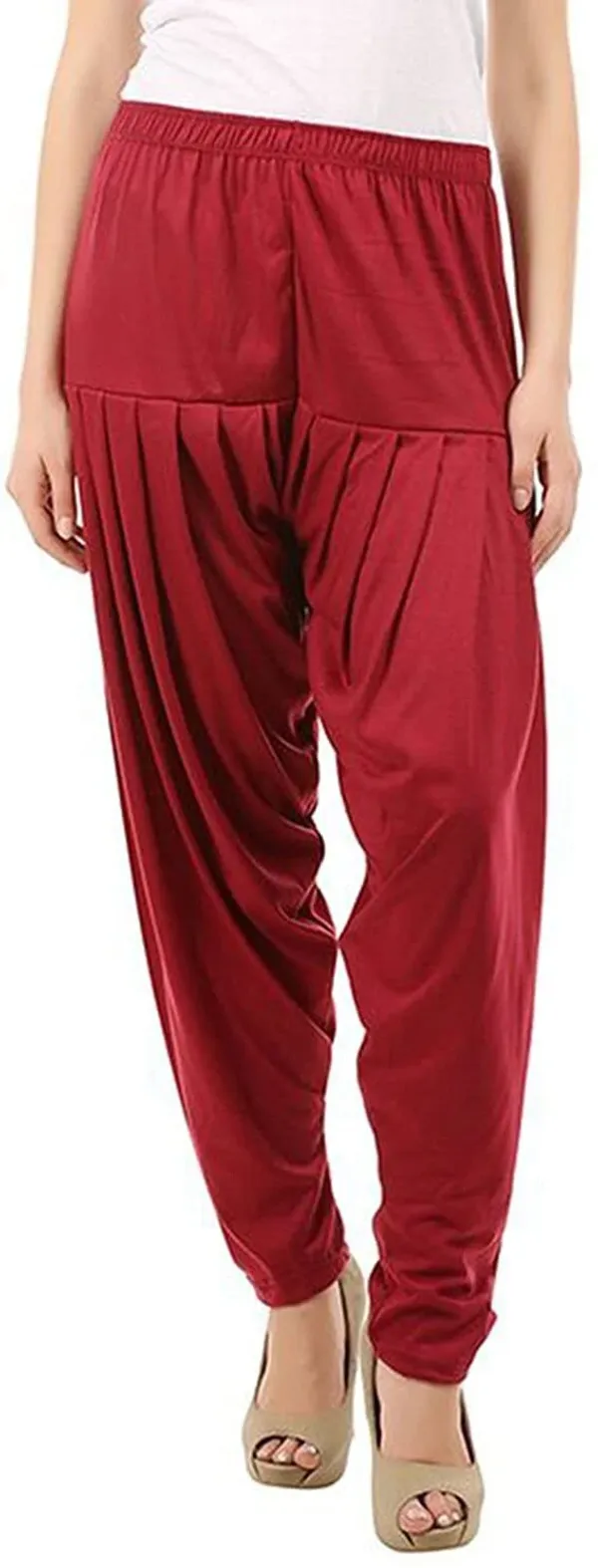 Maroon_Viscose_Rayon_Solid_Dhoti_Salwar_For_Women_&_Girls