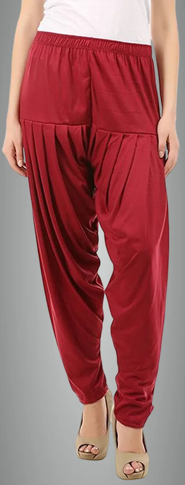 Maroon_Viscose_Rayon_Solid_Dhoti_Salwar_For_Women_&_Girls