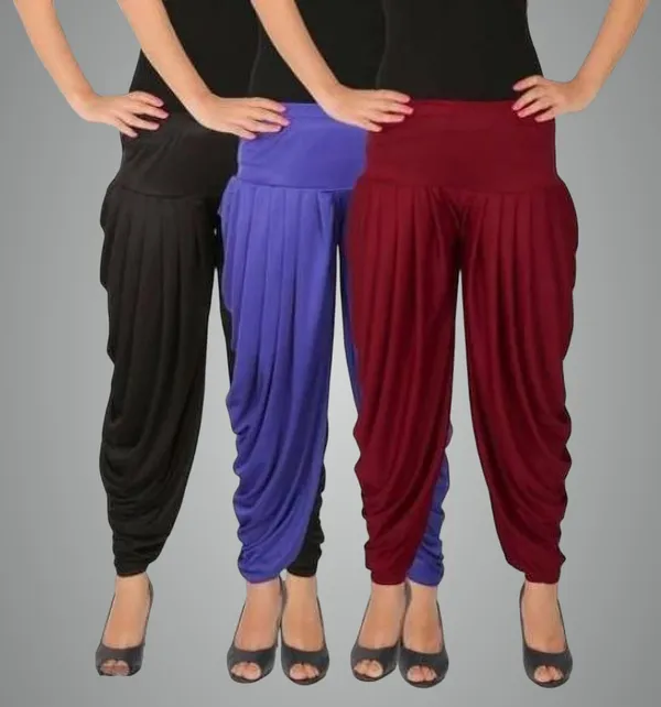 Blue,_Black_&_Maroon_Viscose_Rayon_Solid_Dhoti_Salwar_For_Women_&_Girls_(Pack_Of_3)
