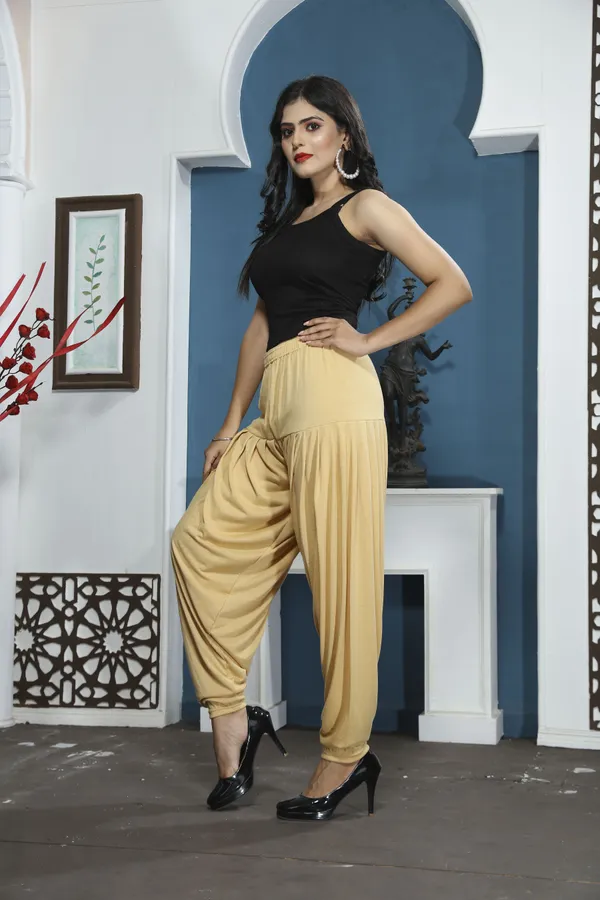Beige_Viscose_Rayon_Solid_Dhoti_Salwar_For_Women_&_Girls