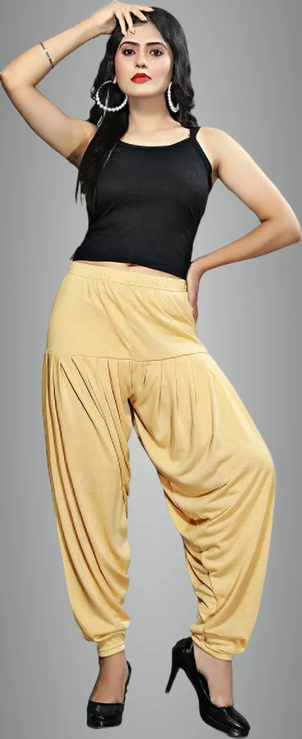 Beige_Viscose_Rayon_Solid_Dhoti_Salwar_For_Women_&_Girls