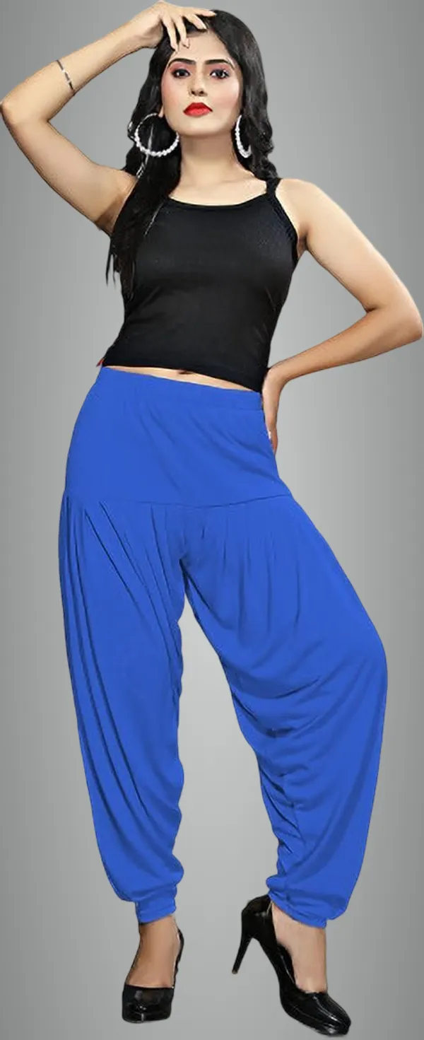 Blue_Viscose_Rayon_Solid_Dhoti_Salwar_For_Women_&_Girls