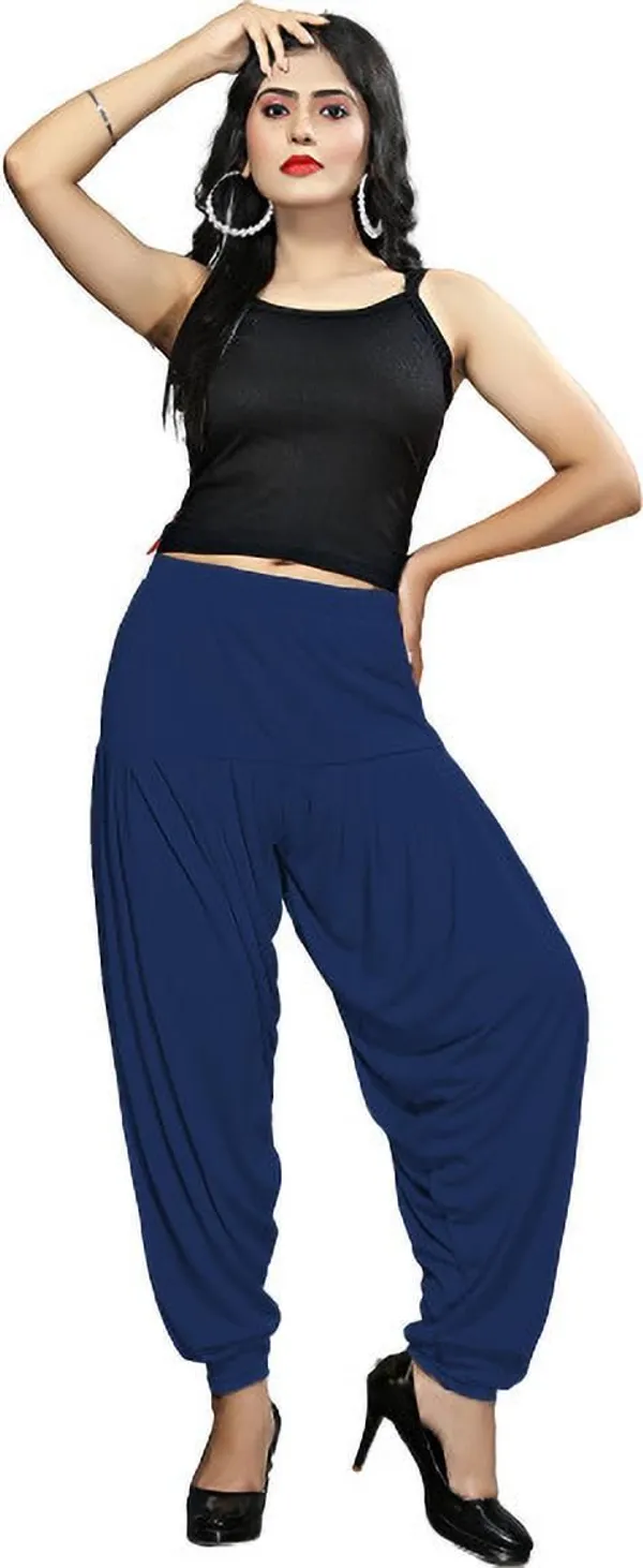 Dark_Blue_Viscose_Rayon_Solid_Dhoti_Salwar_For_Women_&_Girls