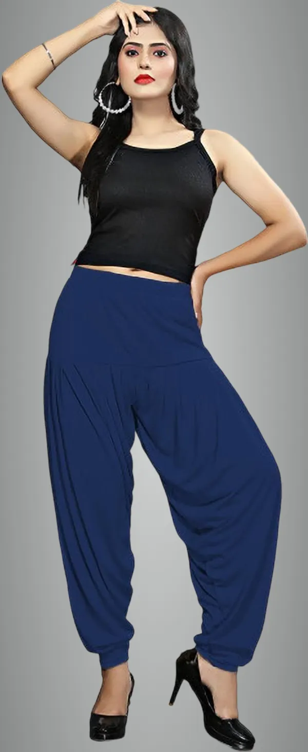 Dark_Blue_Viscose_Rayon_Solid_Dhoti_Salwar_For_Women_&_Girls