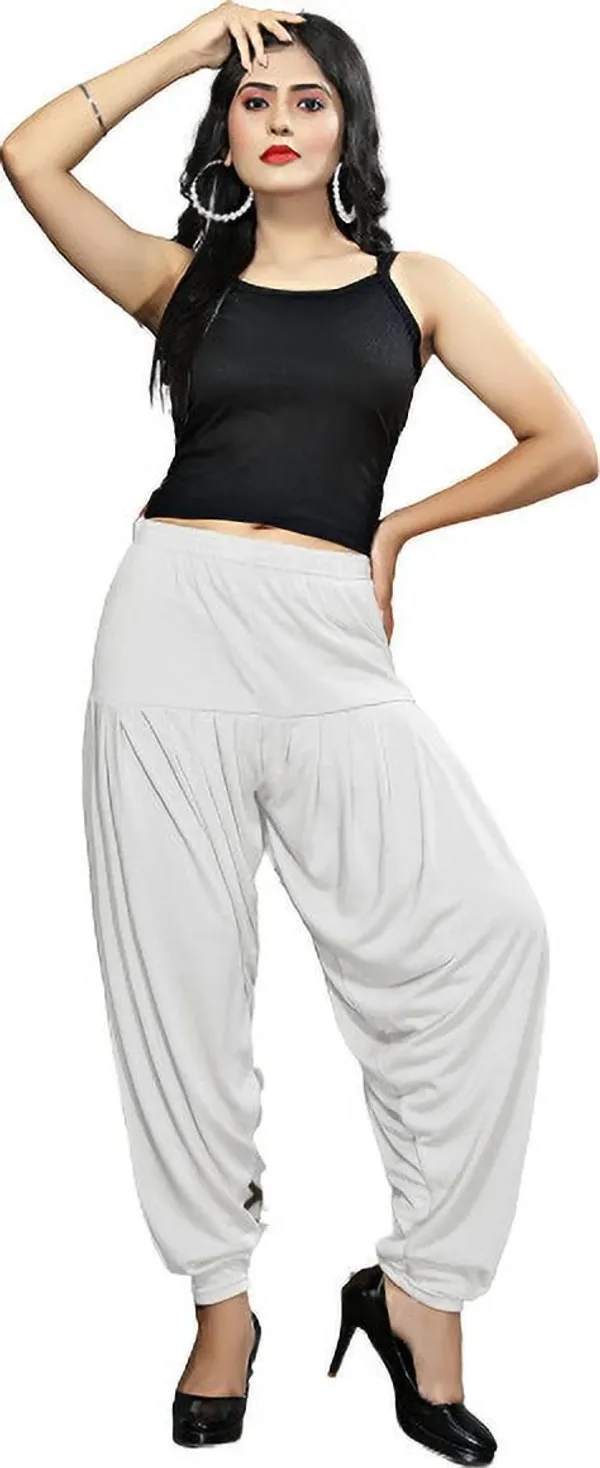 White_Viscose_Rayon_Solid_Dhoti_Salwar_For_Women_&_Girls
