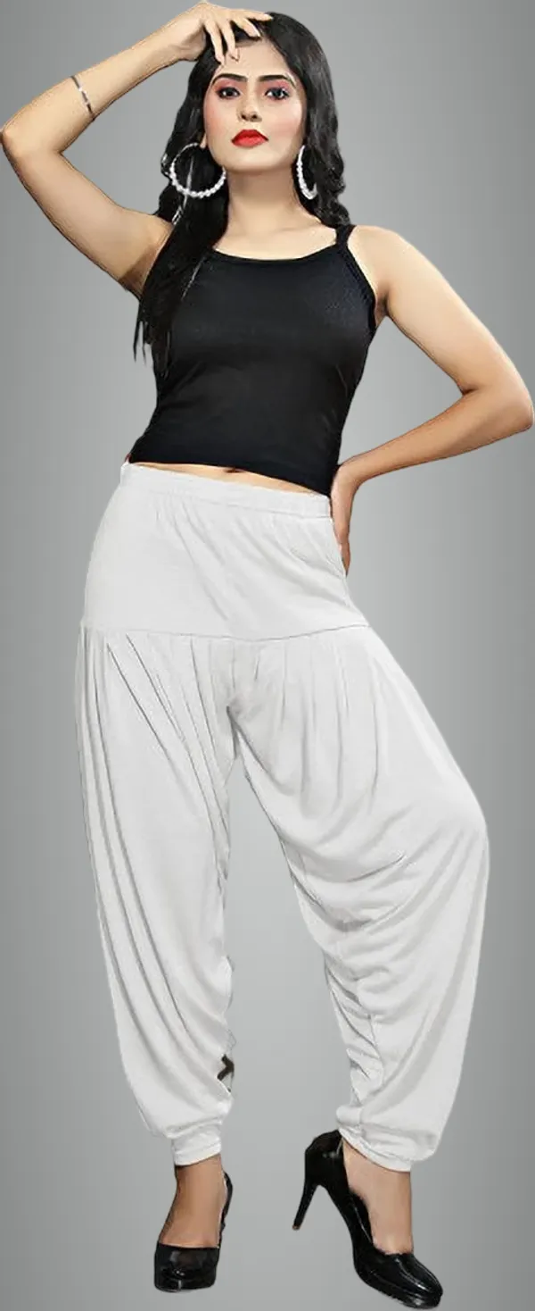 White_Viscose_Rayon_Solid_Dhoti_Salwar_For_Women_&_Girls