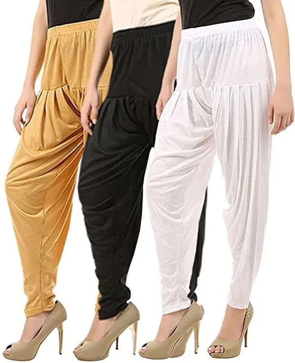 Beige,_Black_&_White_Viscose_Rayon_Solid_Dhoti_Salwar_For_Women_&_Girls_(Pack_Of_3)
