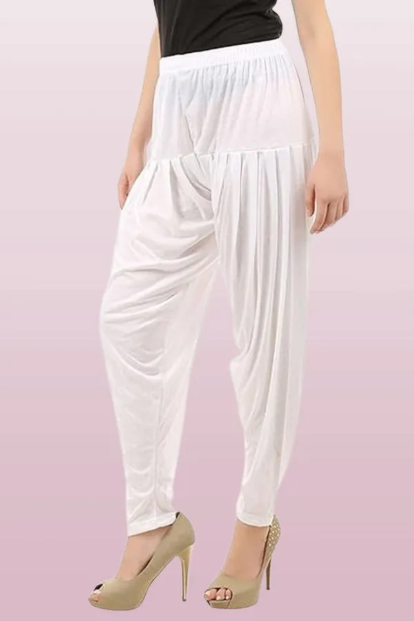 White_Cotton_Solid_Dhoti_Salwar_For_Women_&_Girls