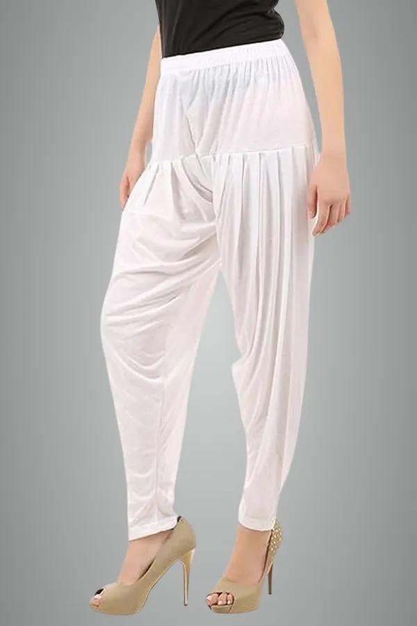 White_Cotton_Solid_Dhoti_Salwar_For_Women_&_Girls