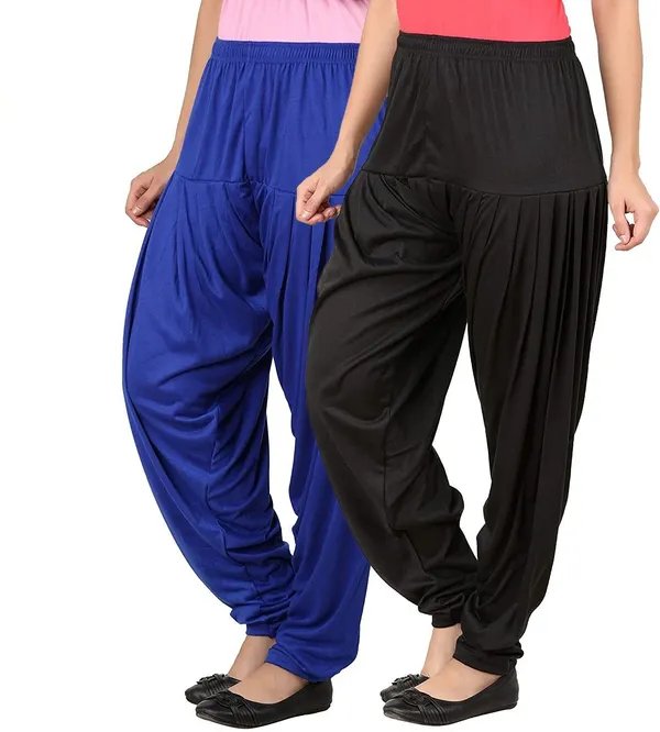 Black_&_Royal_Blue_Viscose_Rayon_Solid_Dhoti_Salwar_For_Women_&_Girls_(Pack_Of_2)