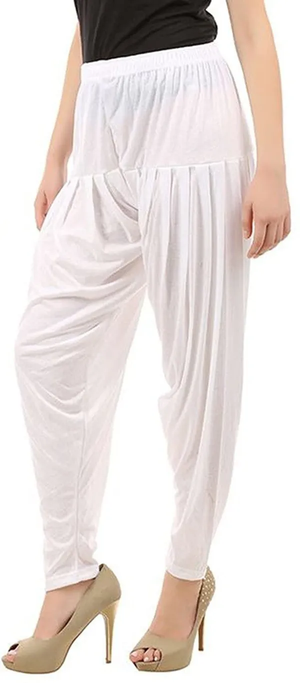 White_Viscose_Rayon_Solid_Dhoti_Salwar_For_Women_&_Girls
