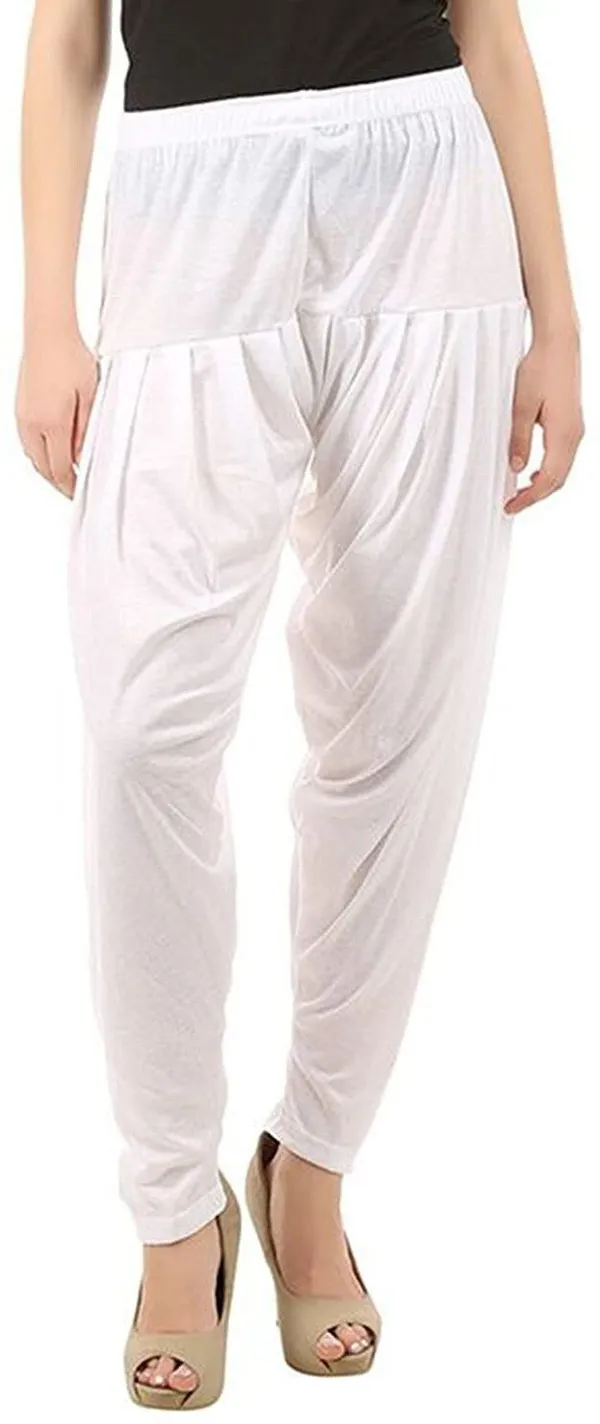 White_Viscose_Rayon_Solid_Dhoti_Salwar_For_Women_&_Girls