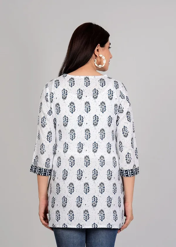 Blue_&_White_Trendy_Design_Viscose_Rayon_Party_Printed_Top_For_Women