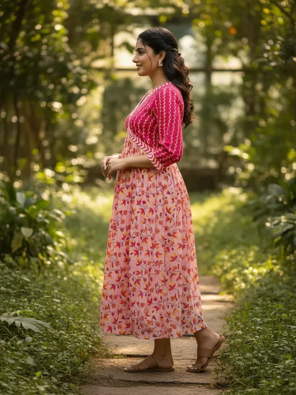 Multicolor_Trendy_Design_Cotton_Rayon_Printed_Gown_Kurta_For_Women