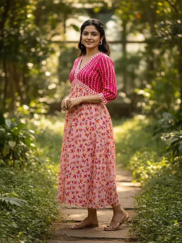 Multicolor_Trendy_Design_Cotton_Rayon_Printed_Gown_Kurta_For_Women